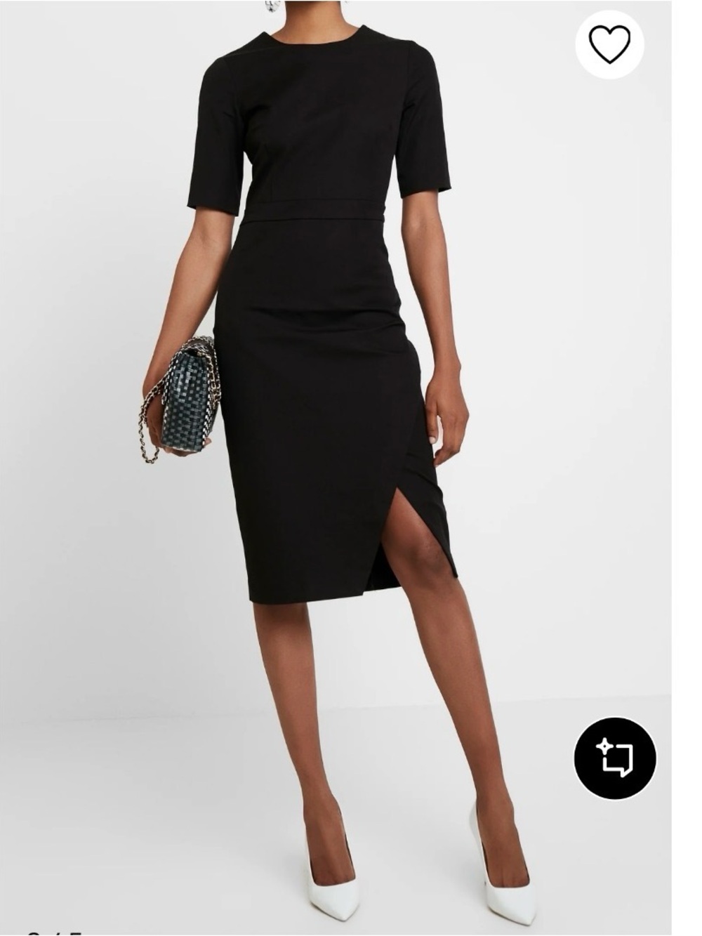 NWT Banana Republic Black Midi Sheath Dress with Short Sleeves